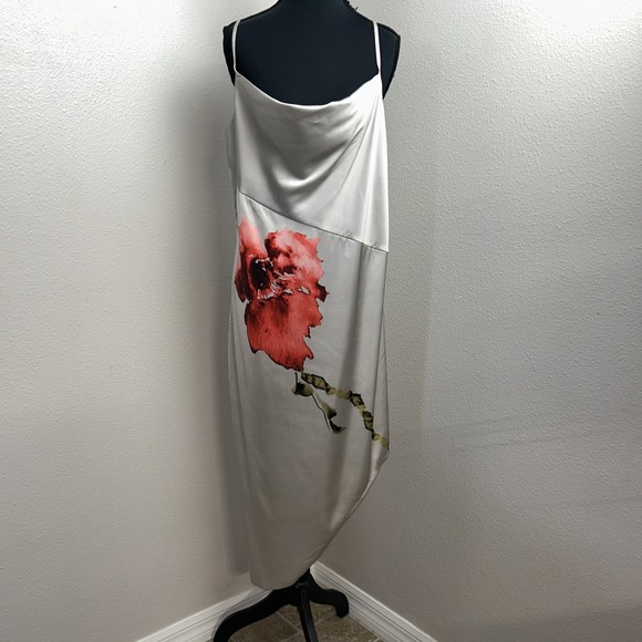 The Drop Dresses & Skirts - New The Drop Slip Dress Women's‎ Medium Floral Asymmetric Liquid Satin Cowl Neck
